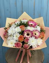 Букет цветов из:  Розы, Герберы и Хризантемы в Гороховке
