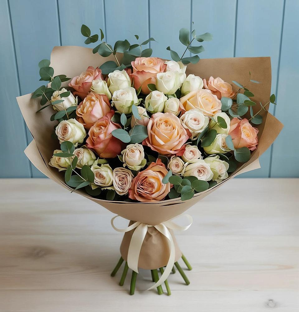 Букет цветов из: Альстромерии и Розы в Гороховке