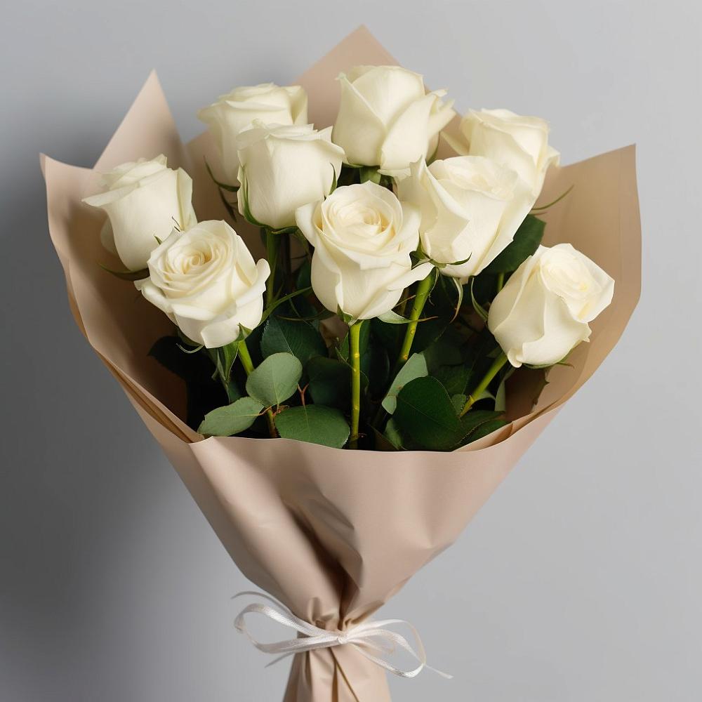 Букет 9 Белых роз Эдлесс Лав в Гороховке