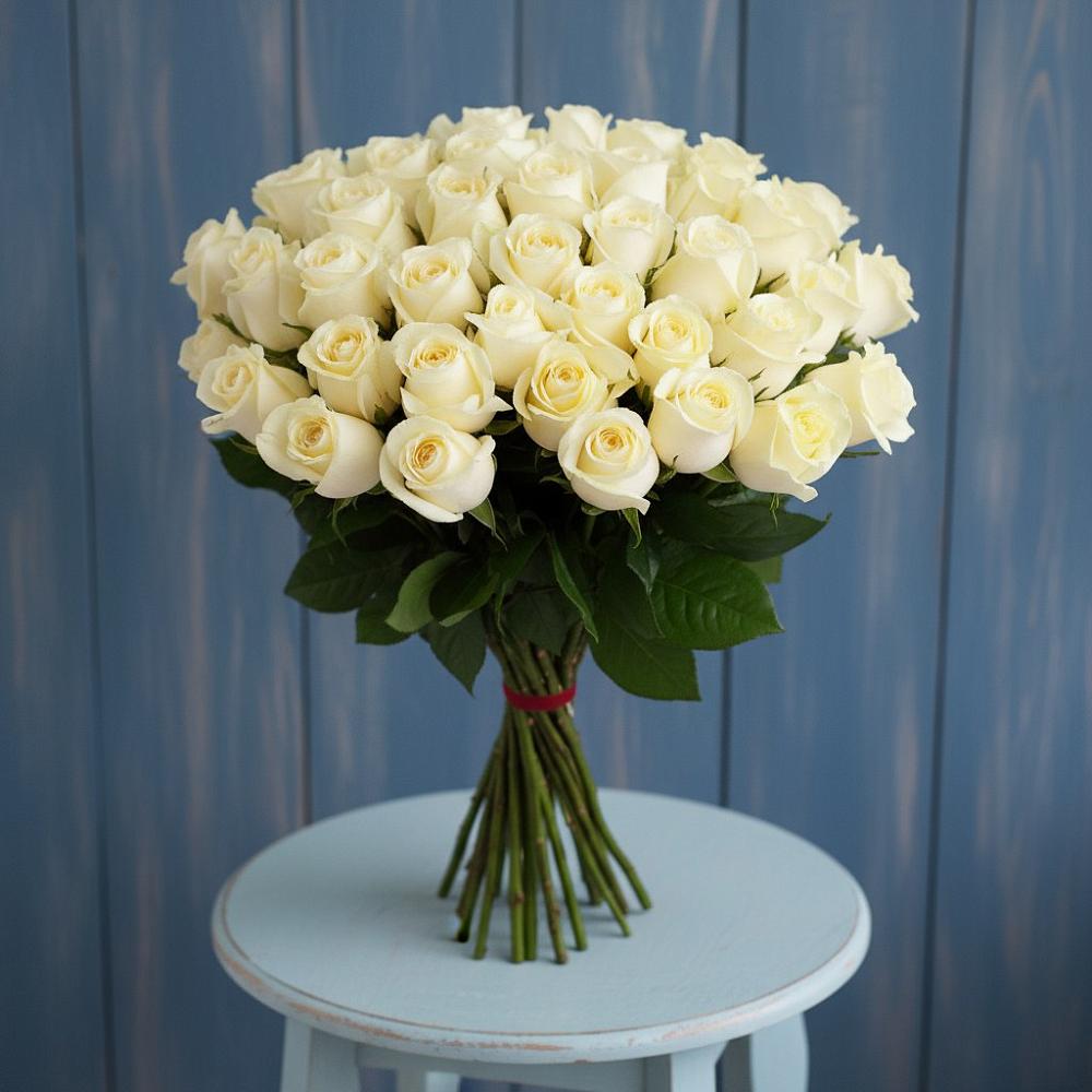 Букет 51 Белая роза Эдлесс Лав в Гороховке