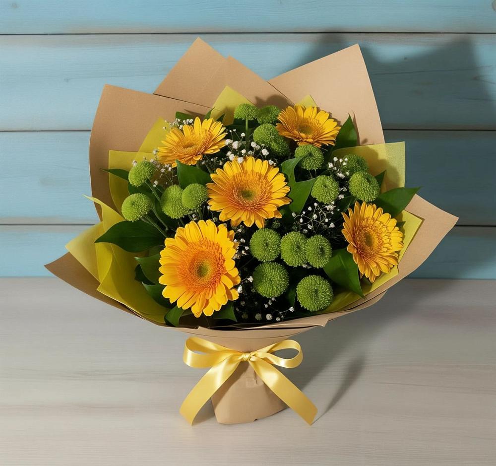Букет цветов из: Герберы и Хризантемы в Гороховке