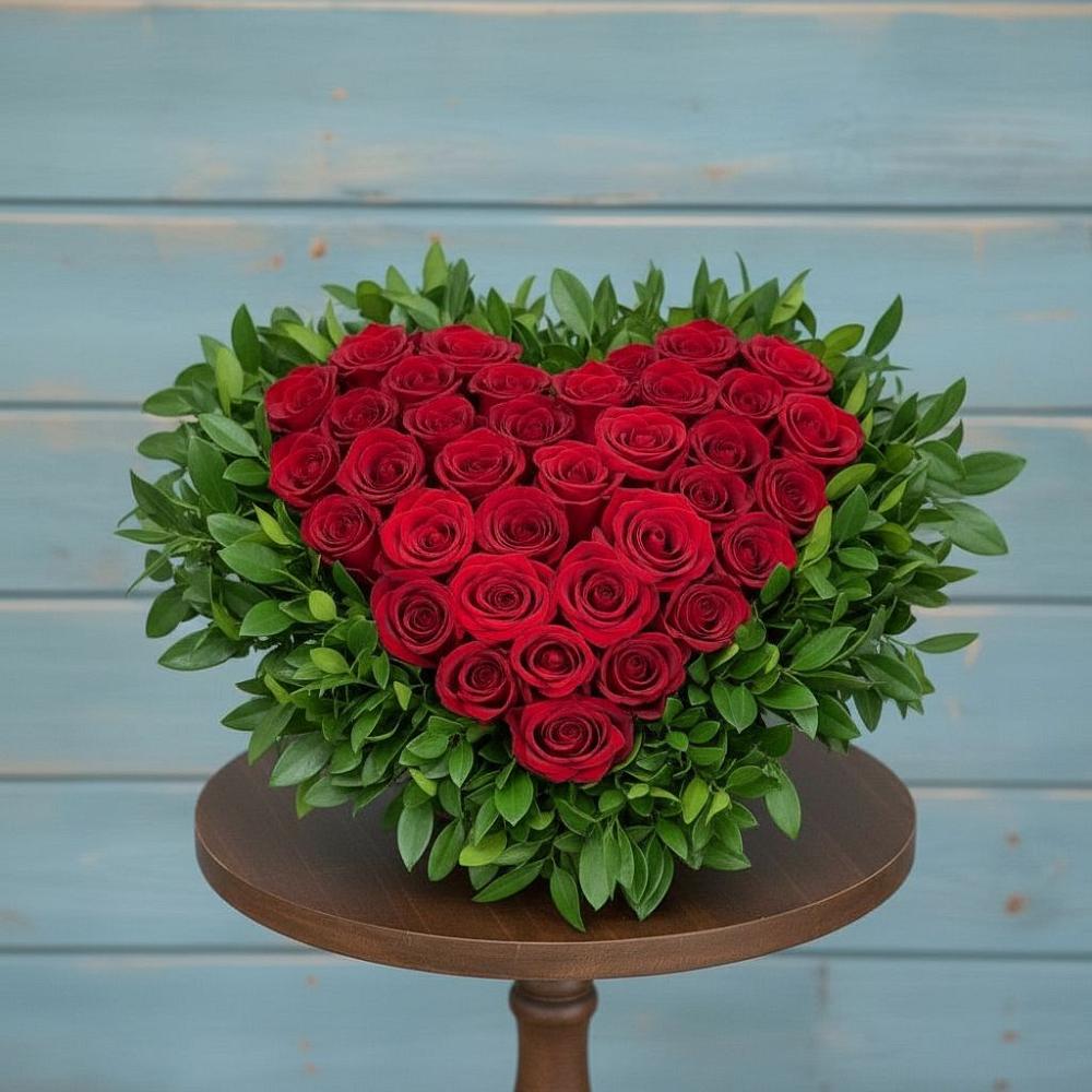 Цветочная композиция из Розы в виде сердца в Гороховке