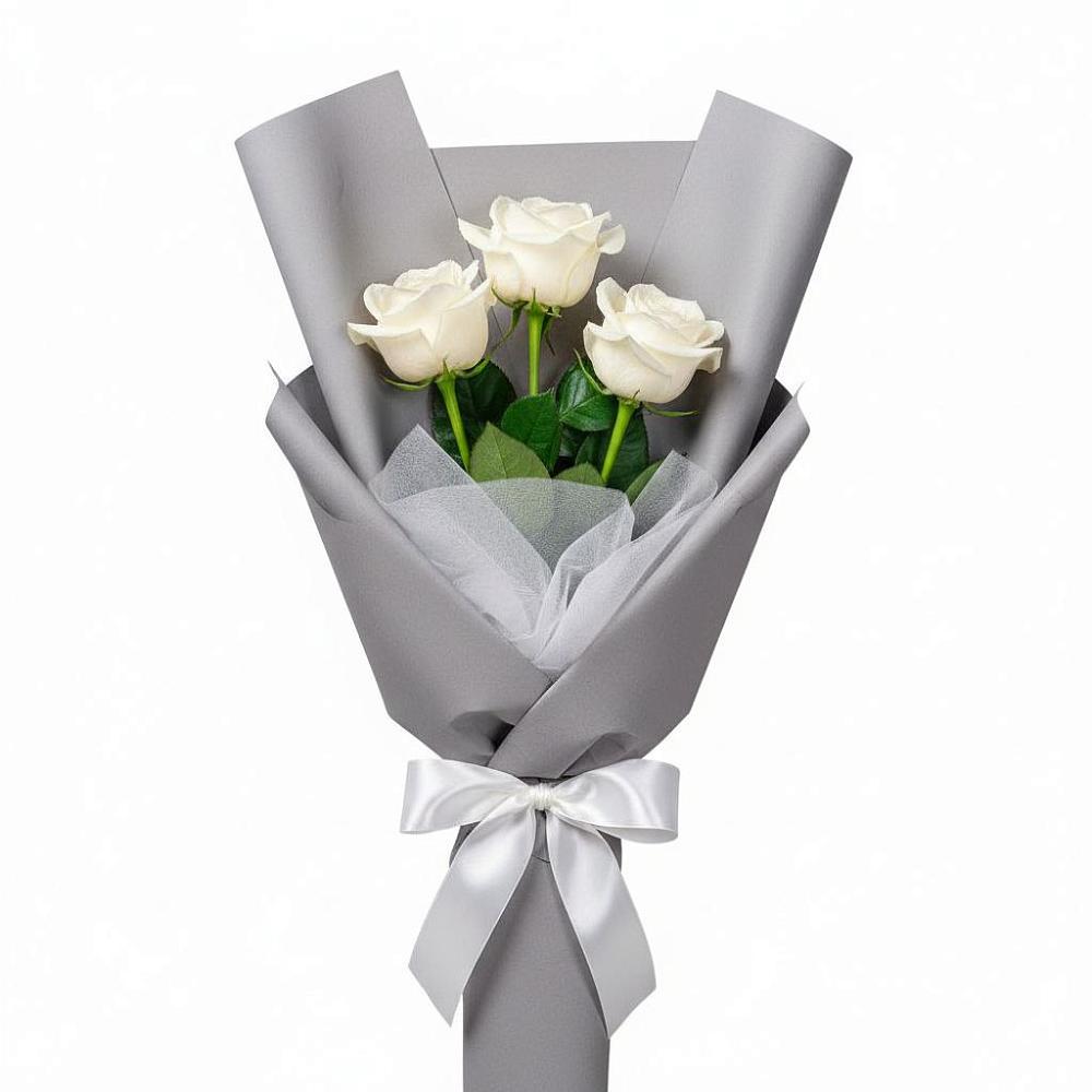 Букет 3 белые розы в Гороховке