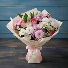 Букет цветов из:  Хризантемы, Альстромерии и Розы в Гороховке