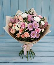 Букет цветов из:  Хризантемы, Розы и Альстромерии в Гороховке