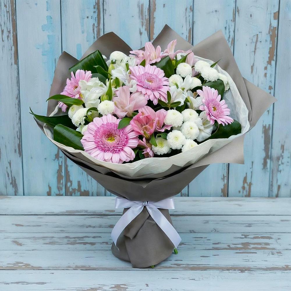 Букет цветов из: Герберы, Альстромерии и Хризантемы в Гороховке